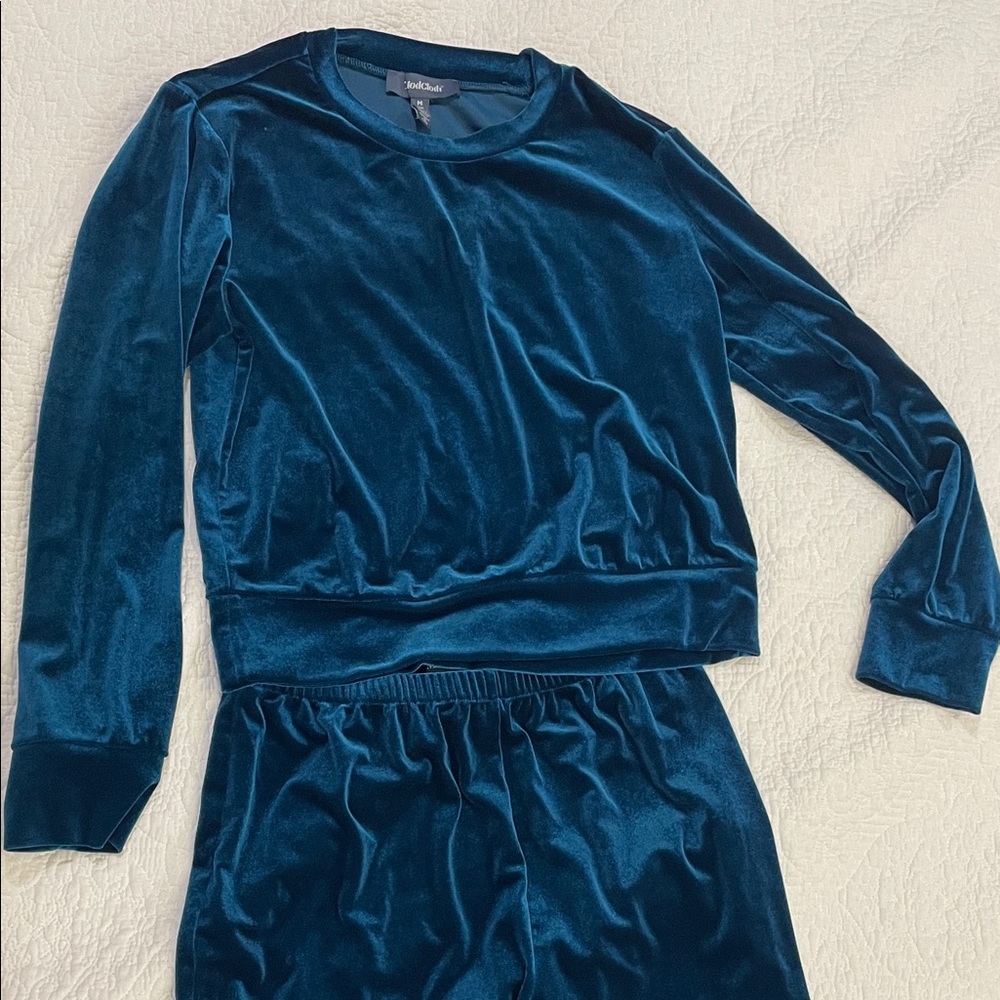 Modcloth Teal Velvet Jogger Set
